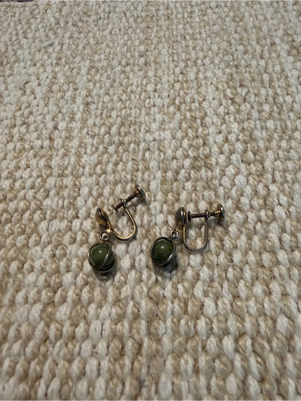 Classic Green Stone Crew-Back Earrings